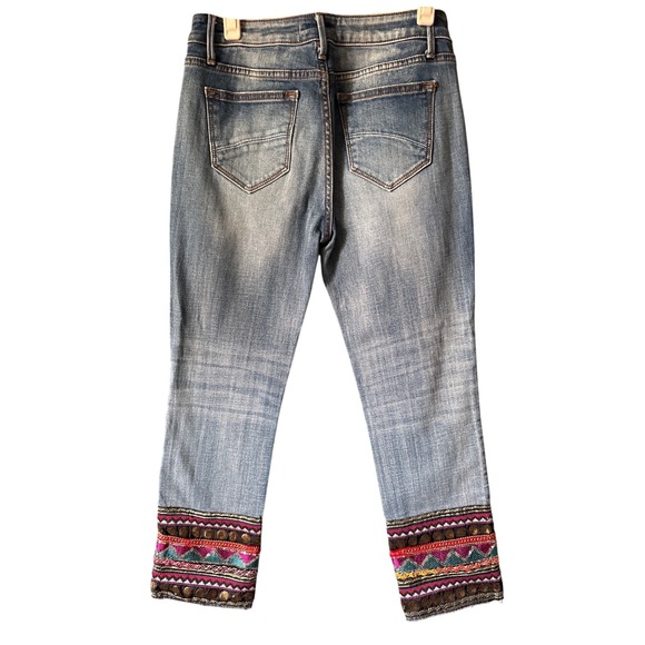 Driftwood Colette Embroidered Jeans Women W26 L26 Blue Cropped Boho Sequins - Picture 4 of 4